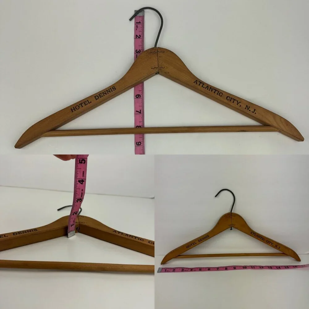 Vtg Tan Wooden Hotel Dennis Atlantic City New Jersey NJ Clothing‎ Jacket Hanger